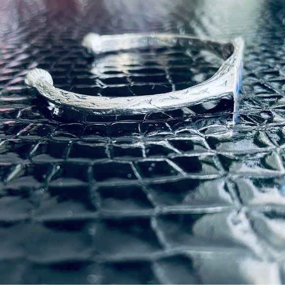 Abalone Shell Textured Sterling Silver Cuff Bracelet Vintage - Picture 3 of 9